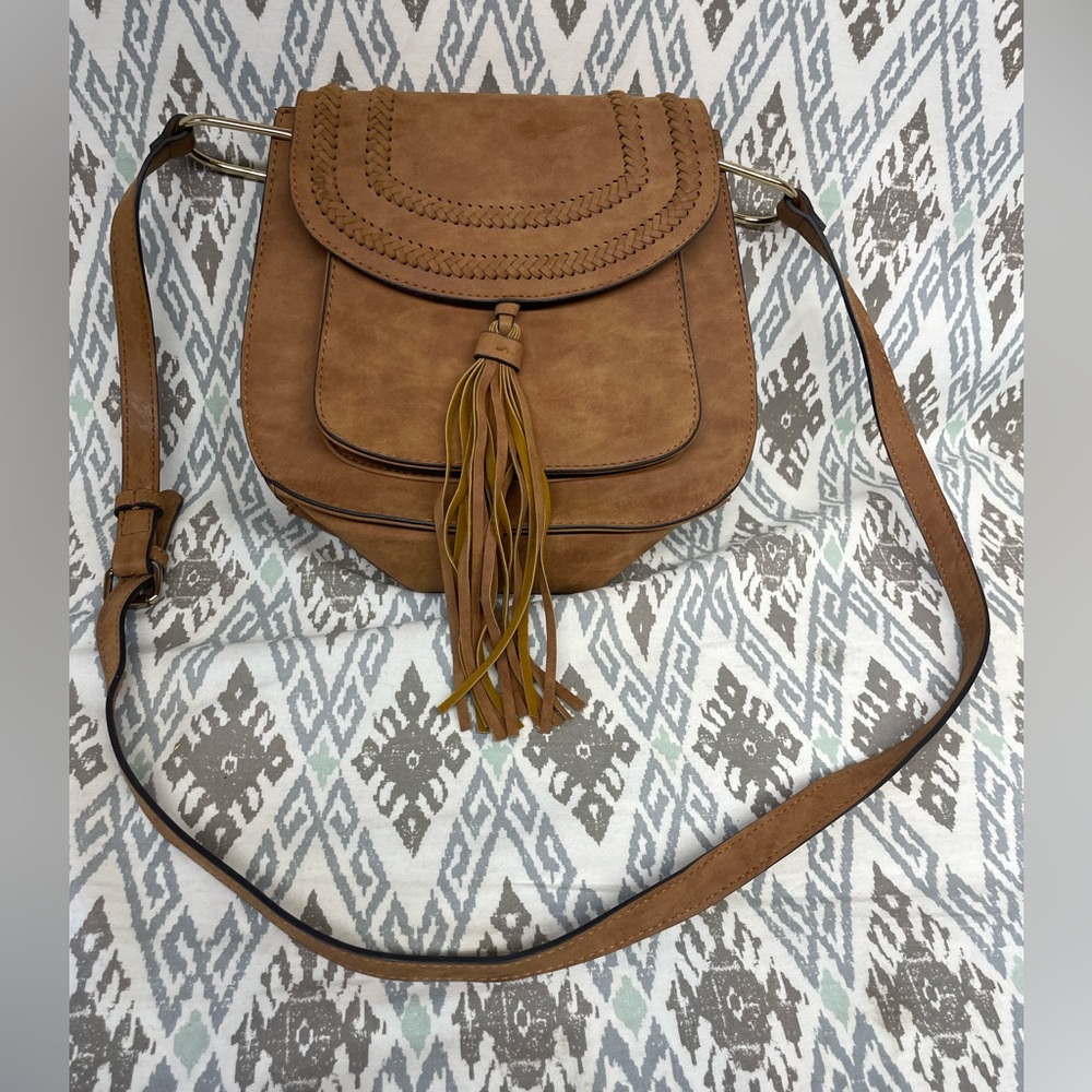 Franco Sarto Tan/Brown Boho Crossbody Handbag with Tassle